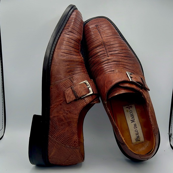 Paolo De Marco by Mezlan Genuine lizard men's shoes with monk strap 11M - Picture 3 of 15
